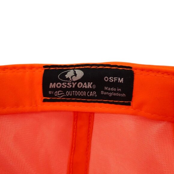 Mossy Oak Blaze Orange Strapback Cap Logo Hat Trucker Baseball Hunter Outdoor - Picture 8 of 15